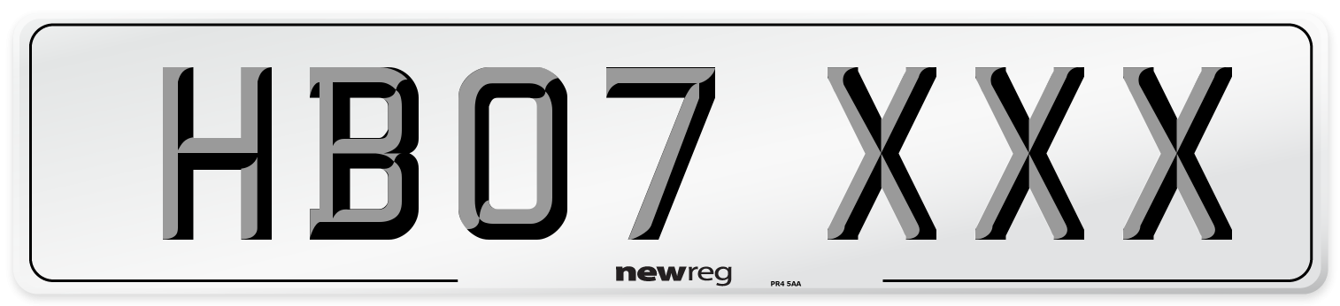 HB07 XXX Number Plate from New Reg